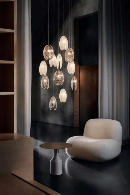 Mussels Cluster Chandelier - Elegant Design with Adjustable Height & W