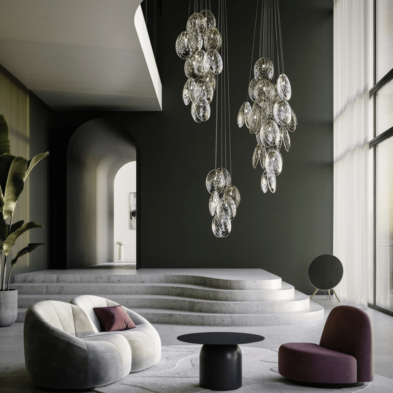 Mussels Cluster Chandelier - Elegant Design with Adjustable Height & W