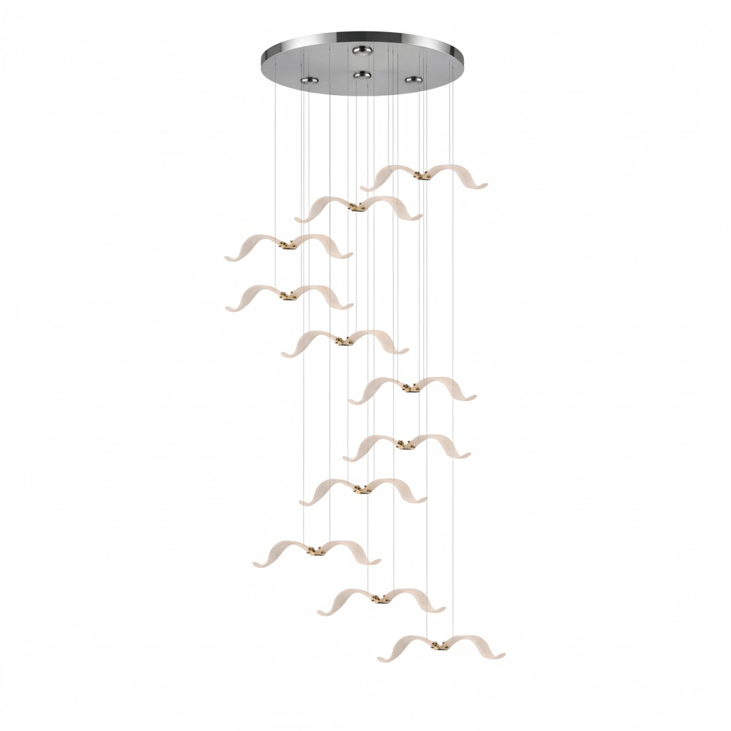 Elegant Large Seagull Chandelier - Adjustable Height, Energy-Efficient