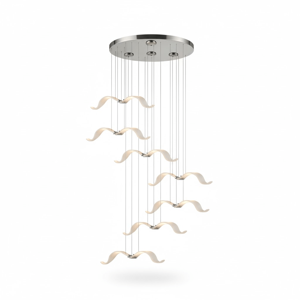 Elegant Large Seagull Chandelier - Adjustable Height, Energy-Efficient