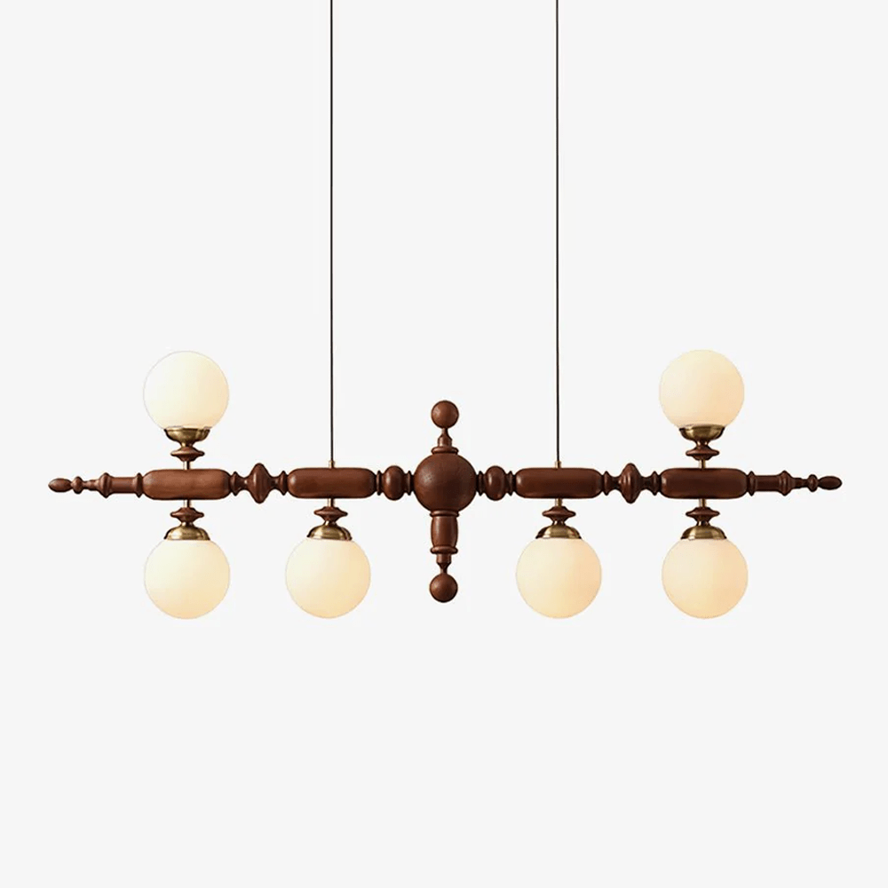 Elegant Wooden Chandelier with Adjustable Height and LED Compatibility