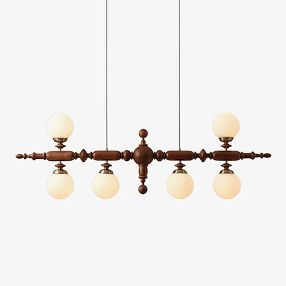 Elegant Wooden Chandelier with Adjustable Height and LED Compatibility