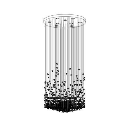 Customizable Raw Crystal Chandelier with Adjustable Height & Dimmable