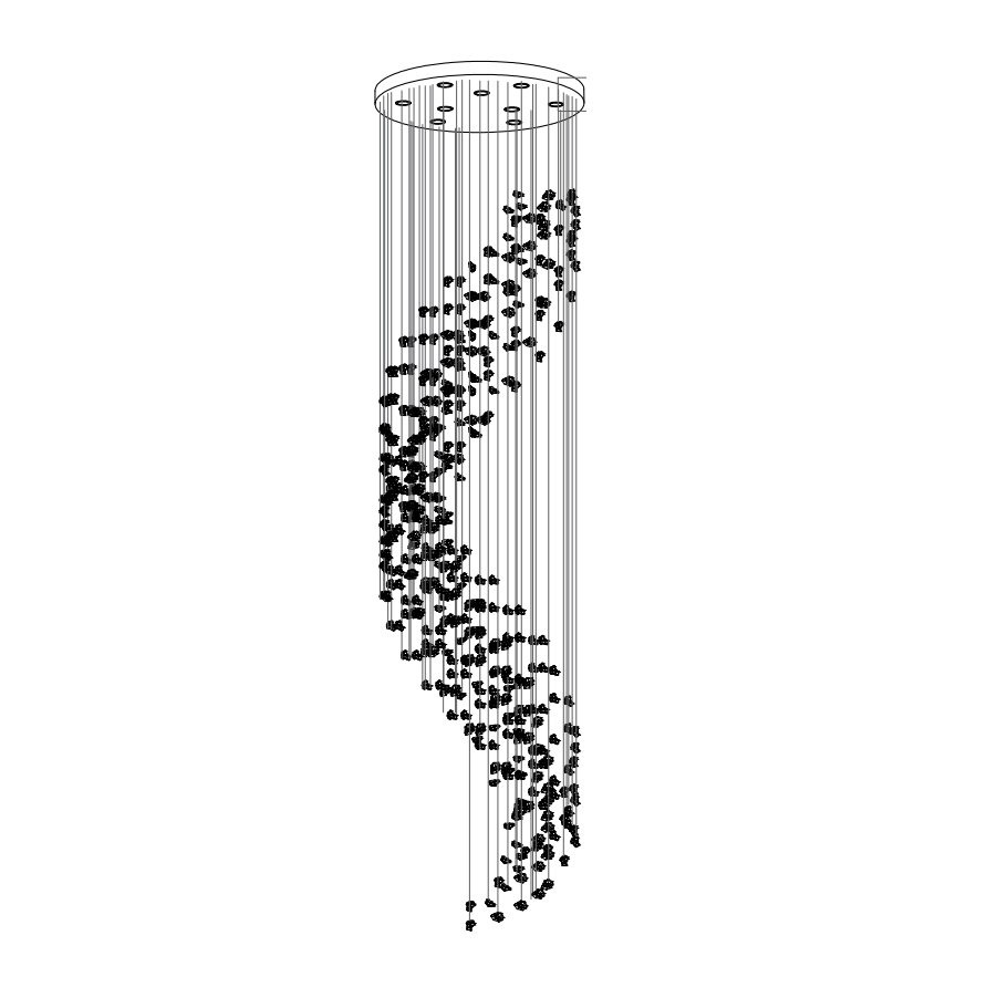 Customizable Raw Crystal Chandelier with Adjustable Height & Dimmable