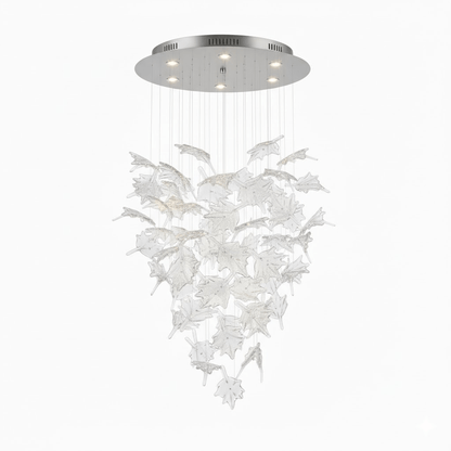 Multicolor Crystal Maple Leaf Chandelier with Adjustable Height & LED