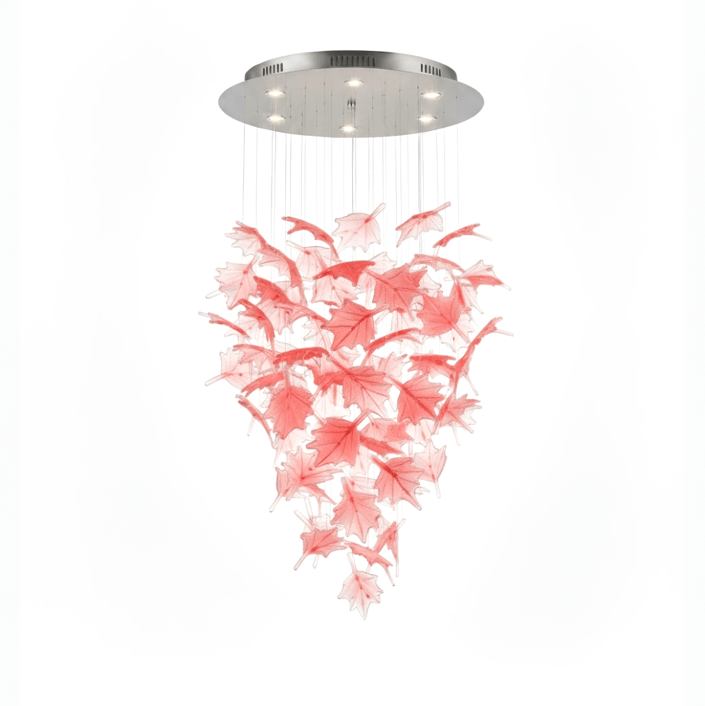 Multicolor Crystal Maple Leaf Chandelier with Adjustable Height & LED