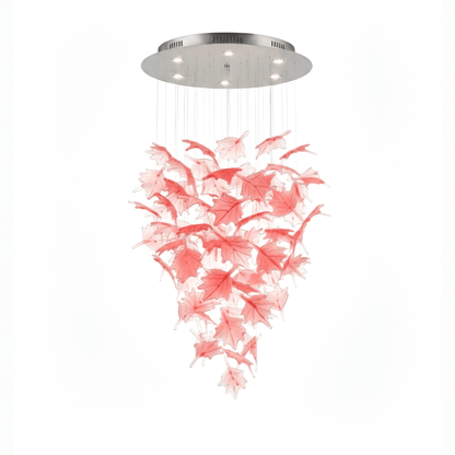 Multicolor Crystal Maple Leaf Chandelier with Adjustable Height & LED