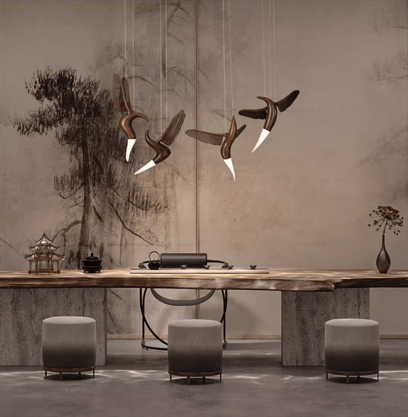 Avian Flight Chandelier - Elegant Design with Adjustable Brightness