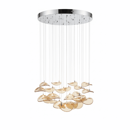 Elegant Wave Floating Leaf Chandelier with Adjustable Brightness & Eco