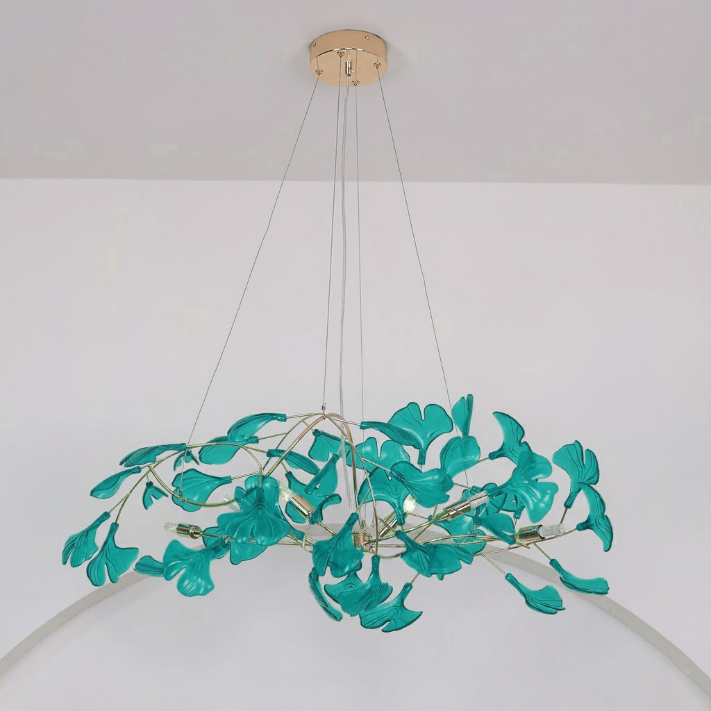 Acrylic Ginkgo Leaf Chandelier - Elegant Design with Adjustable Height