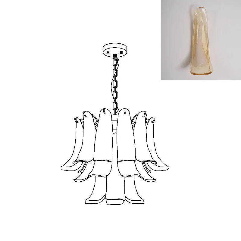 Elegant Glass Leaf Chandelier - Adjustable Height, Energy Efficient Li