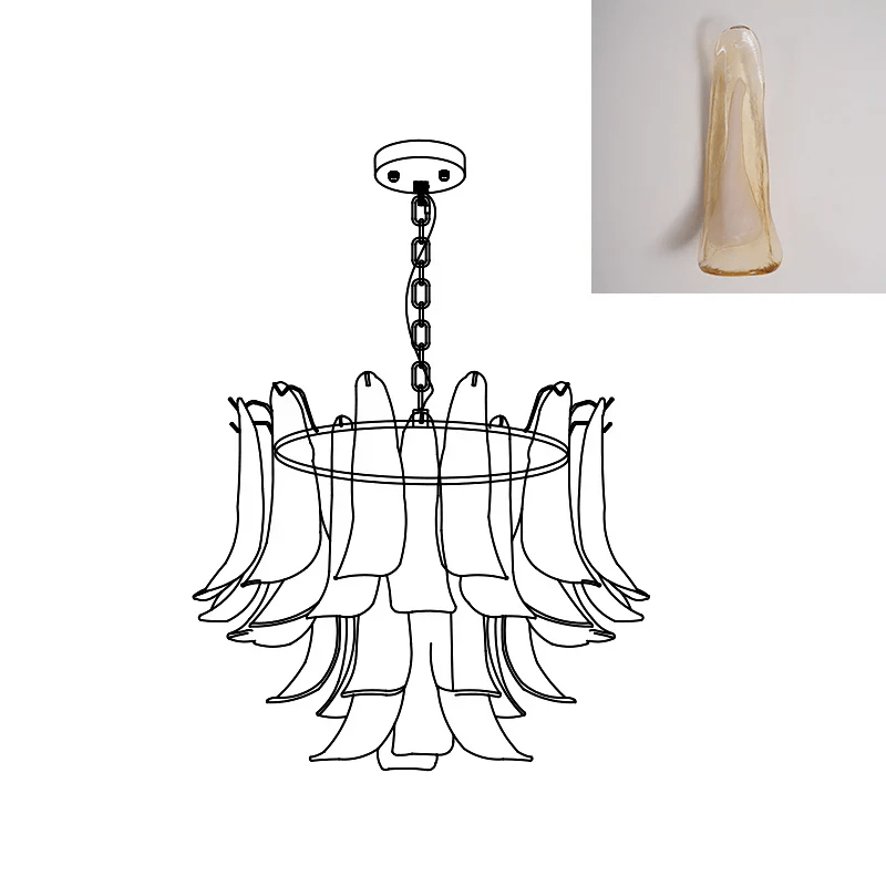 Elegant Glass Leaf Chandelier - Adjustable Height, Energy Efficient Li