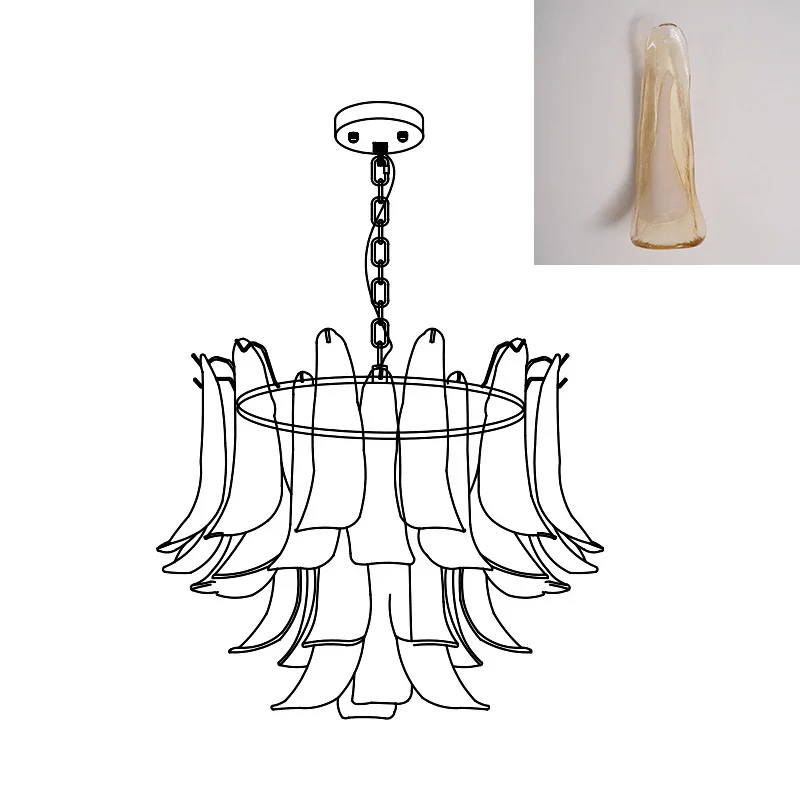 Elegant Glass Leaf Chandelier - Adjustable Height, Energy Efficient Li