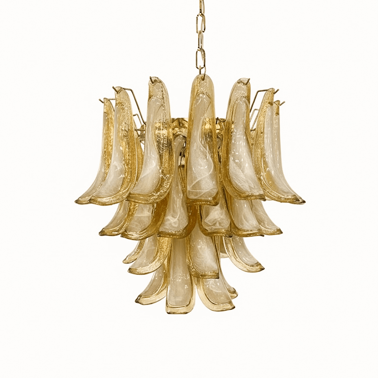Amber Glass Petals Chandelier - Elegant Design with Adjustable Height