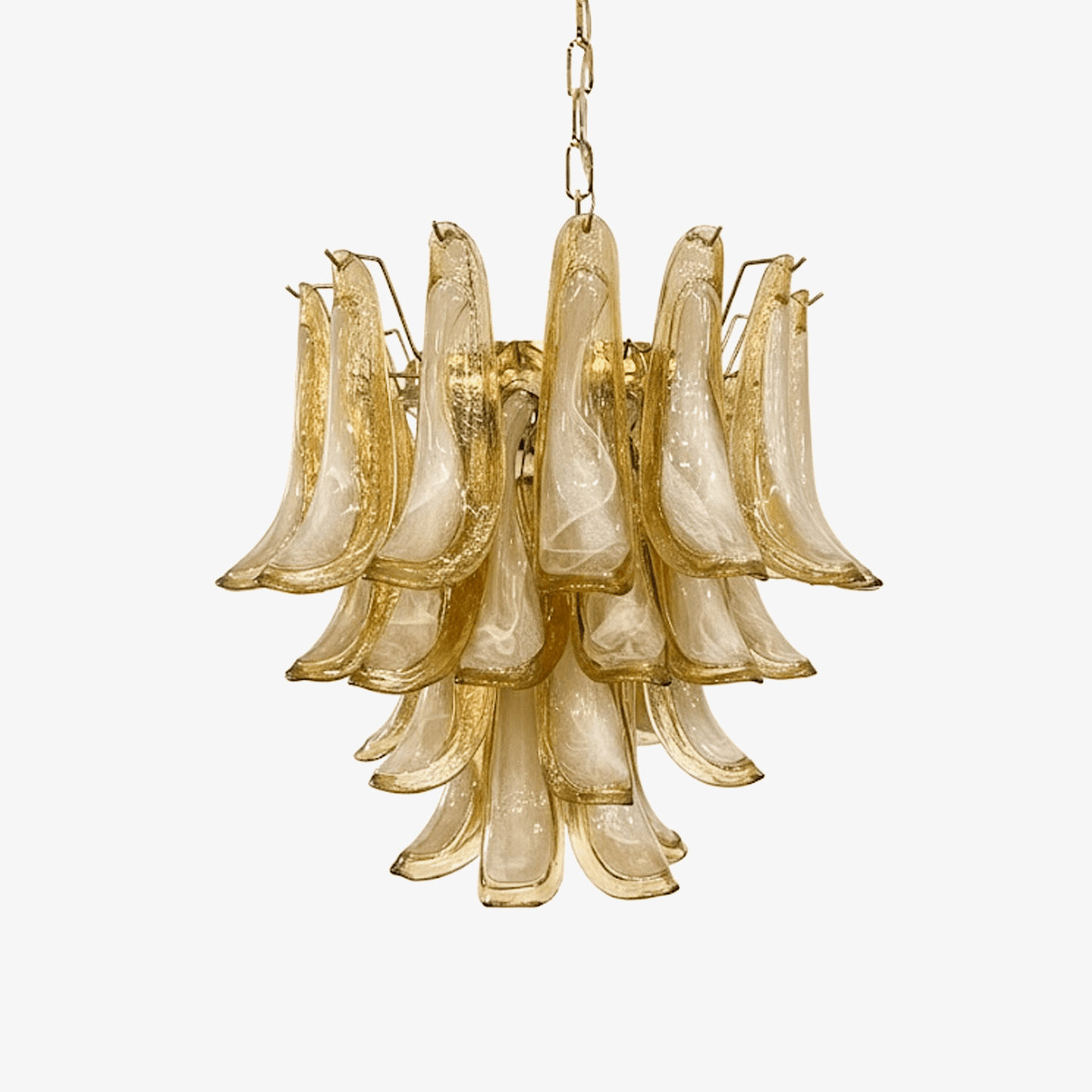Amber Glass Petals Chandelier - Elegant Design with Adjustable Height