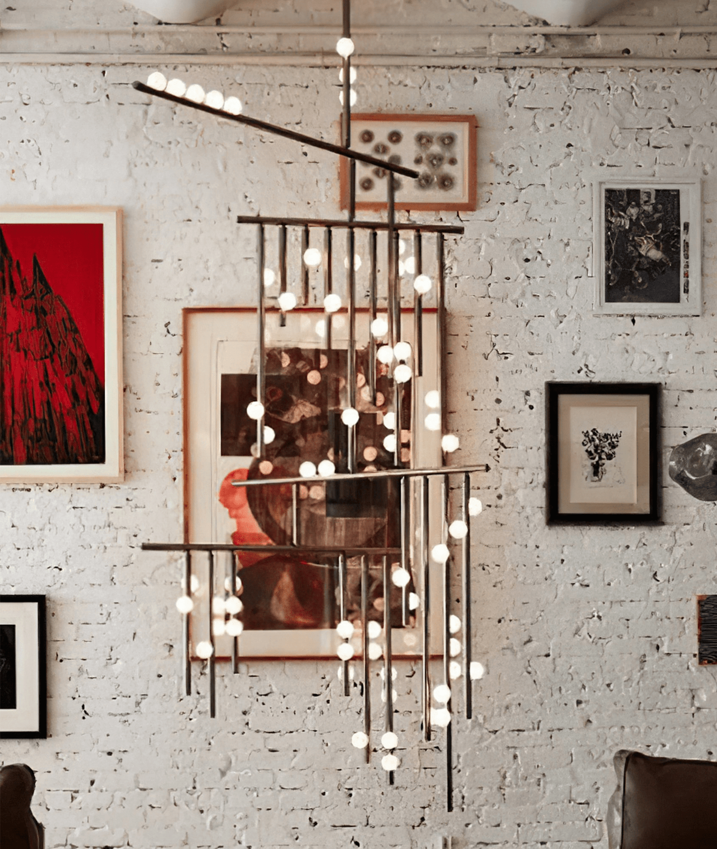 Elegant Brass Glass Drop Chandelier with Adjustable Height & LED Compa
