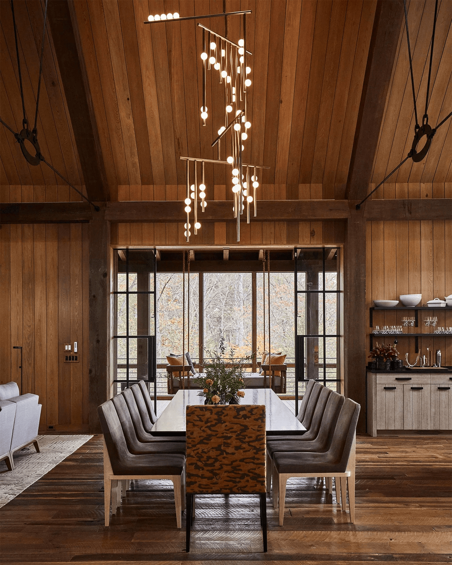 Elegant Brass Glass Drop Chandelier with Adjustable Height & LED Compa