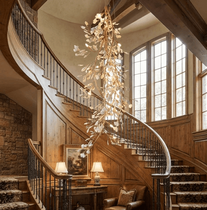 Gingko Cascade Branch Chandelier - Modern Design, Adjustable Height