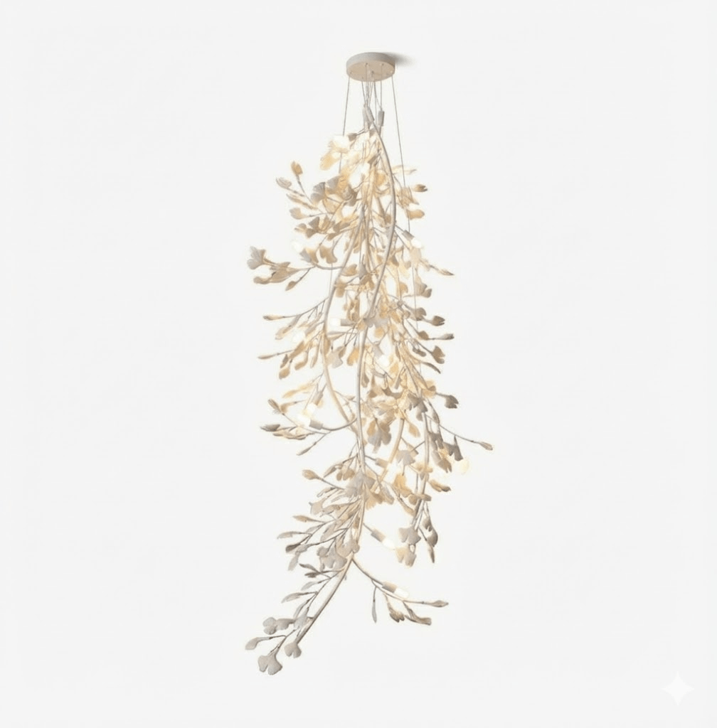 Gingko Cascade Branch Chandelier - Modern Design, Adjustable Height