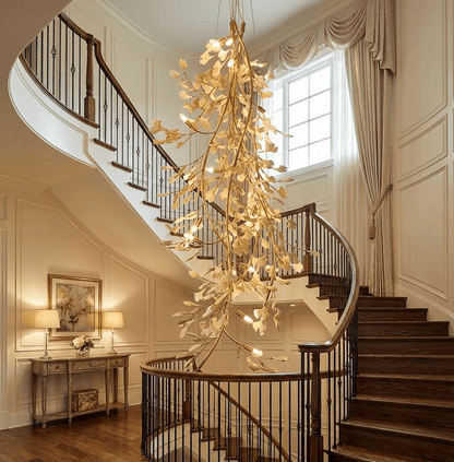 Gingko Cascade Branch Chandelier - Modern Design, Adjustable Height