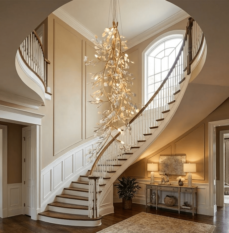 Gingko Cascade Branch Chandelier - Modern Design, Adjustable Height