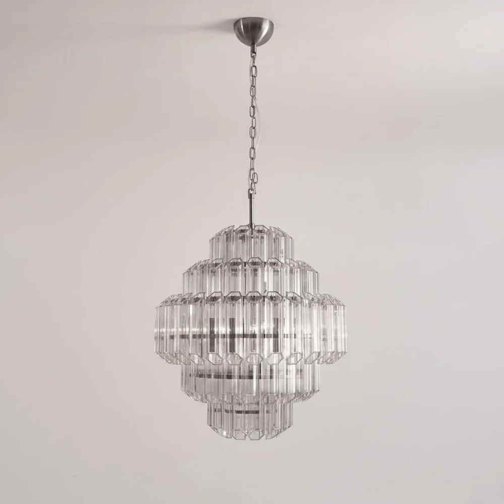Aurum Cascade Glass Chandelier - Elegant Design with Adjustable Height