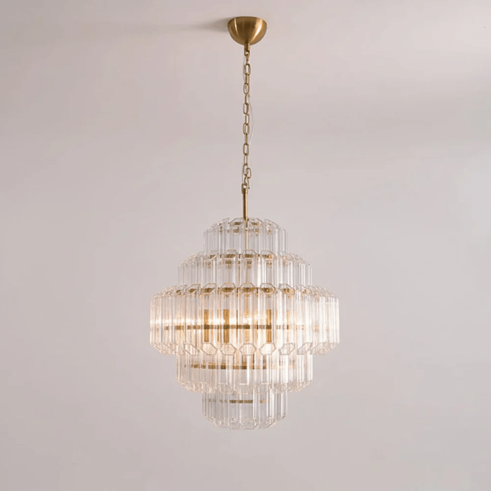 Aurum Cascade Glass Chandelier - Elegant Design with Adjustable Height