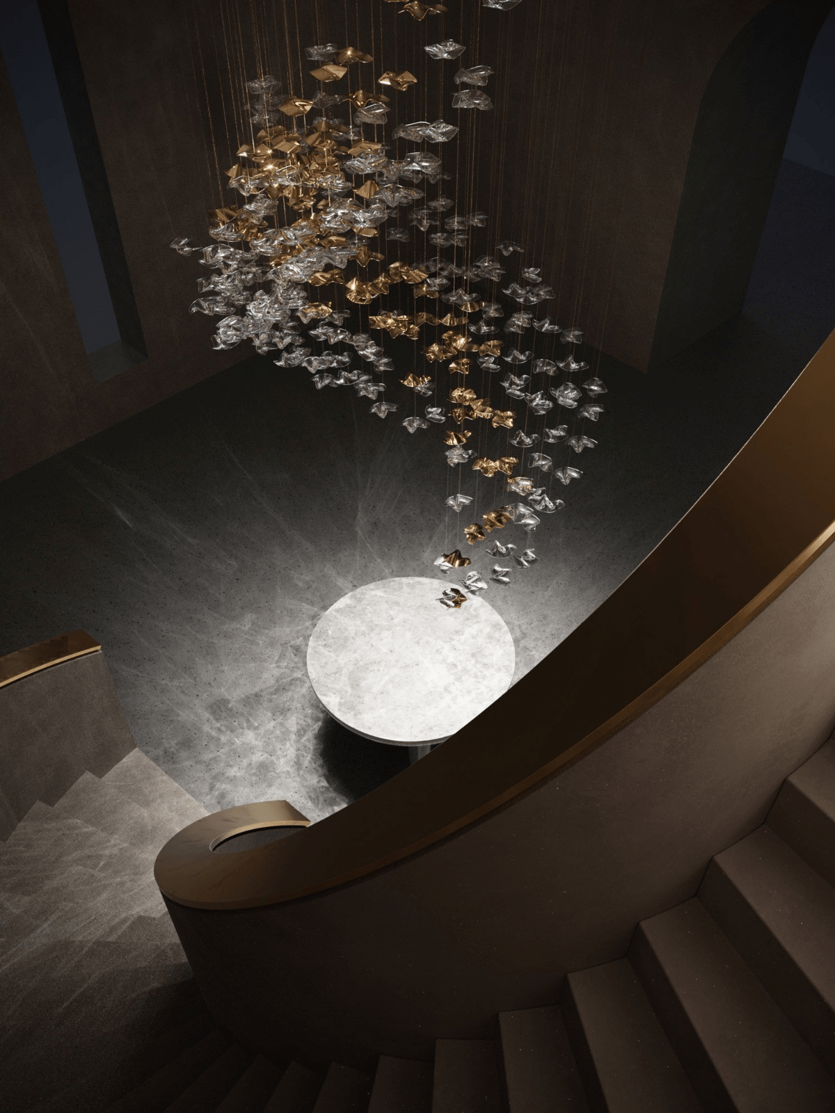 Tidal Art Glass Chandelier - Elegant Design with Dimmable LED Lights