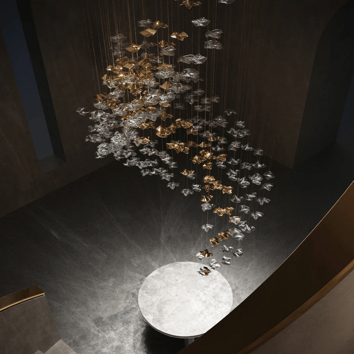 Tidal Art Glass Chandelier - Elegant Design with Dimmable LED Lights