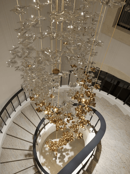 Tidal Art Glass Pendant Lamp - Handcrafted, Adjustable Brightness