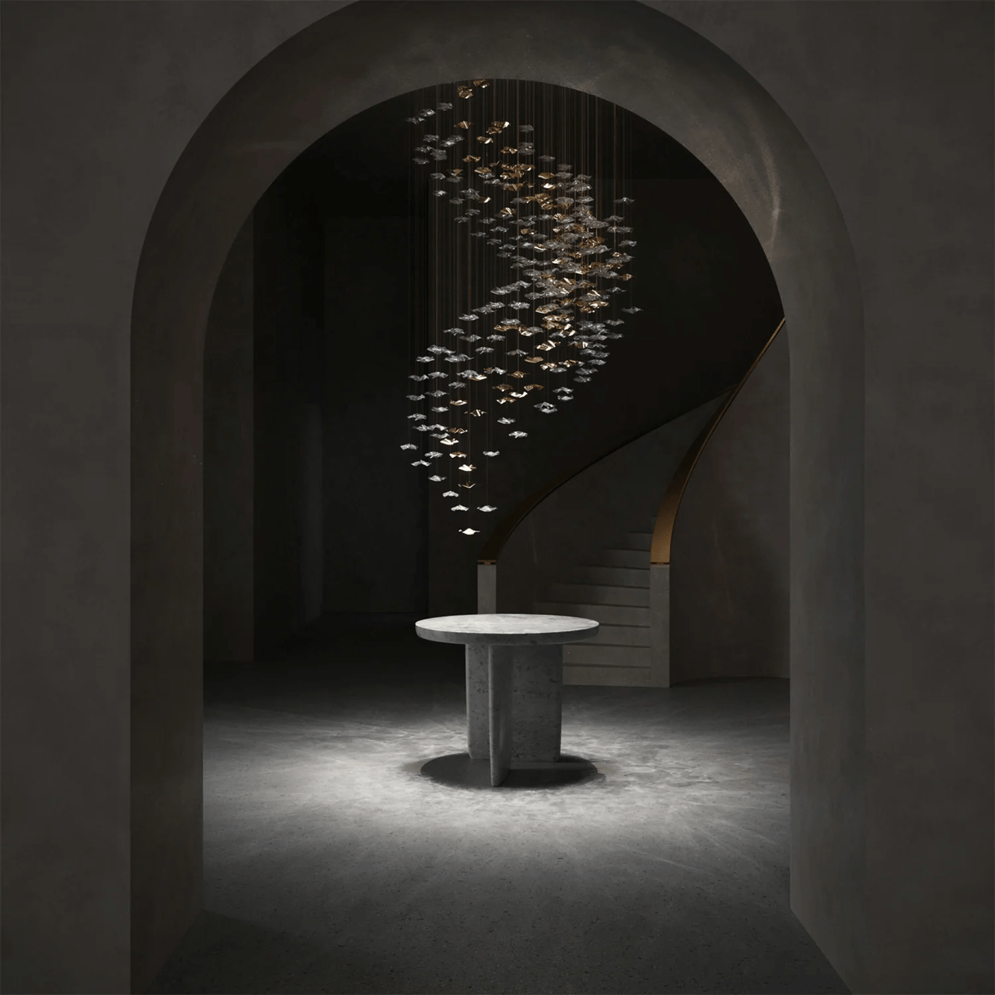Tidal Stair Chandelier - Elegant Design with Adjustable Height & LED L