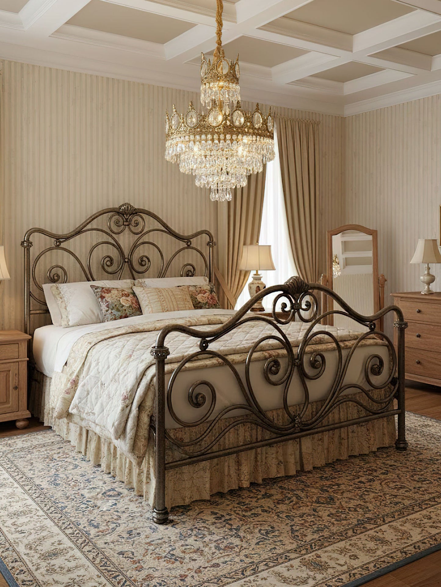 Elegant Vintage Crystal Chandelier - Dimmable, Easy Installation