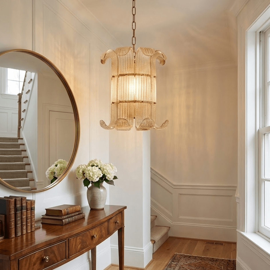 Elegant Small Chandelier with Adjustable Height & Energy-Efficient LED