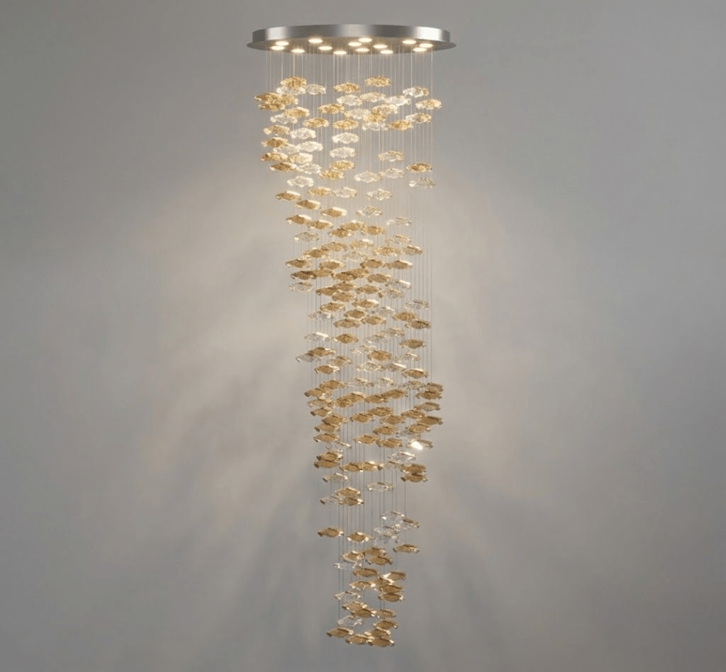 Tidal Stair Chandelier - Elegant Design with Adjustable Height & LED L