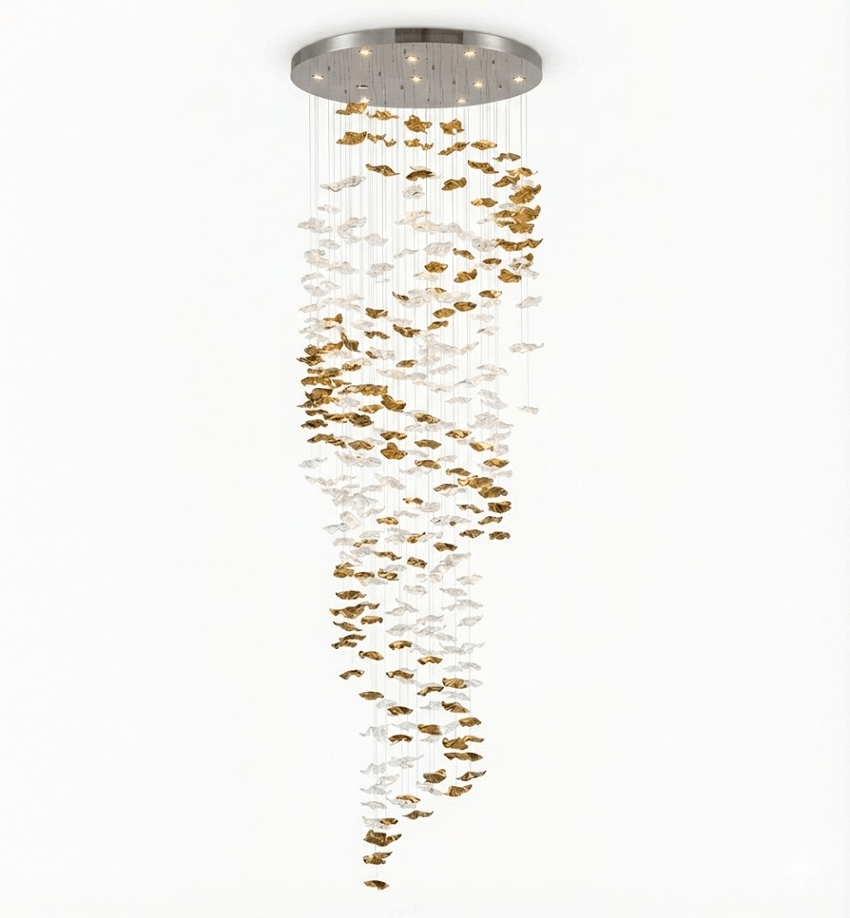 Tidal Stair Chandelier - Elegant Design with Adjustable Height & LED L