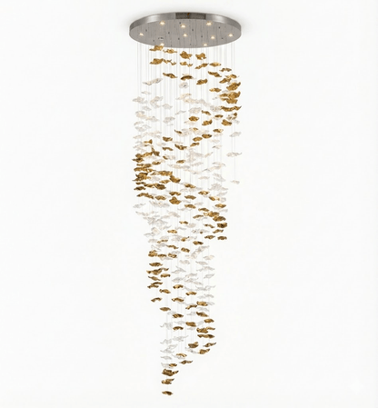 Tidal Stair Chandelier - Elegant Design with Adjustable Height & LED L