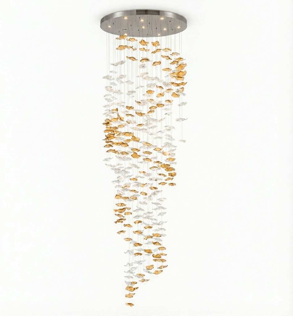 Tidal Stair Chandelier - Elegant Design with Adjustable Height & LED L