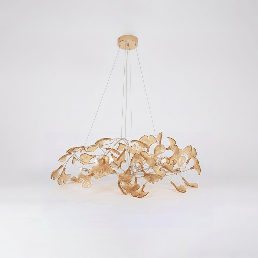 Acrylic Ginkgo Leaf Chandelier - Elegant Design with Adjustable Height