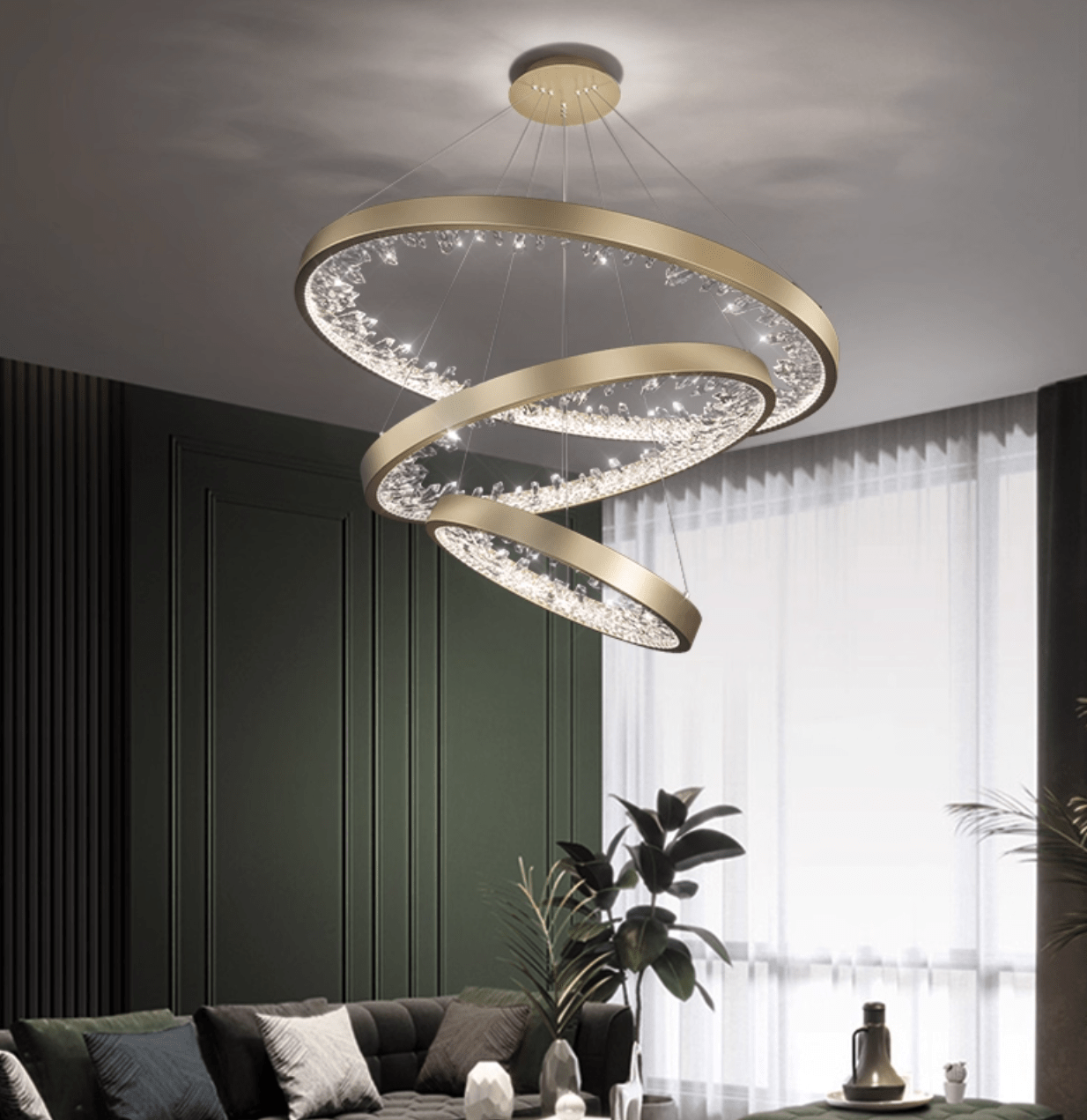 Luxury Circle Crystal Chandelier - Elegant Design, Adjustable Height