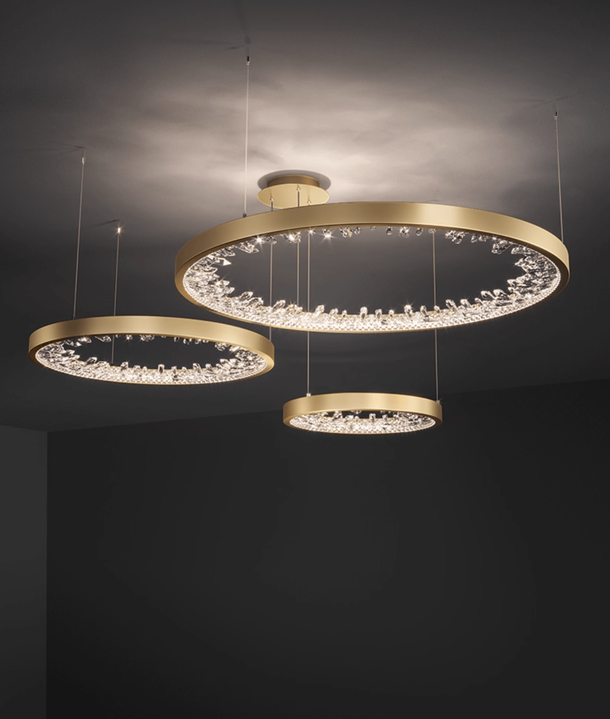 Luxury Circle Crystal Chandelier - Elegant Design, Adjustable Height