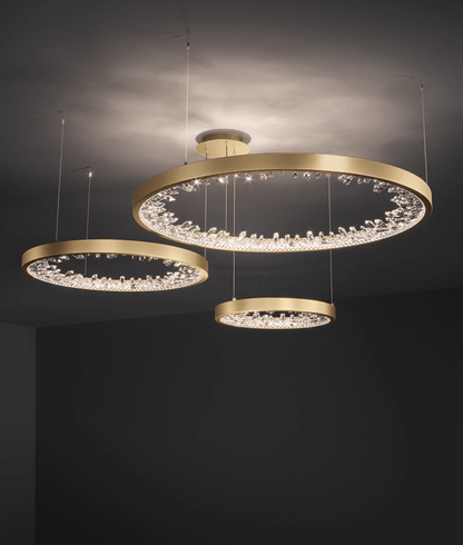 Luxury Circle Crystal Chandelier - Elegant Design, Adjustable Height