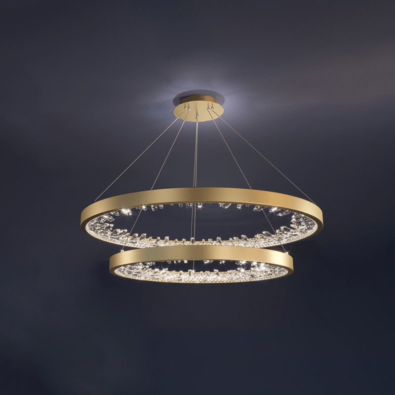 Luxury Circle Crystal Chandelier - Elegant Design, Adjustable Height