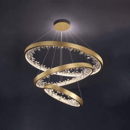 Luxury Circle Crystal Chandelier - Elegant Design, Adjustable Height