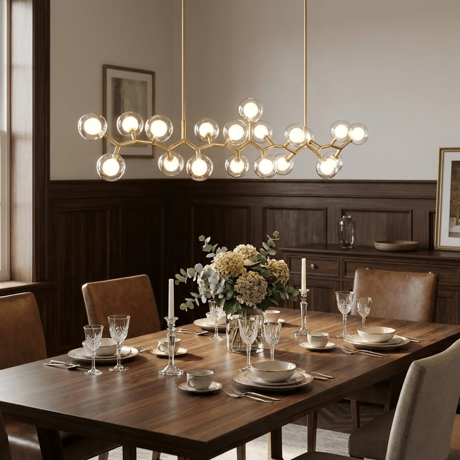Molecular Glass Balls Chandelier - Modern Design, Adjustable Height