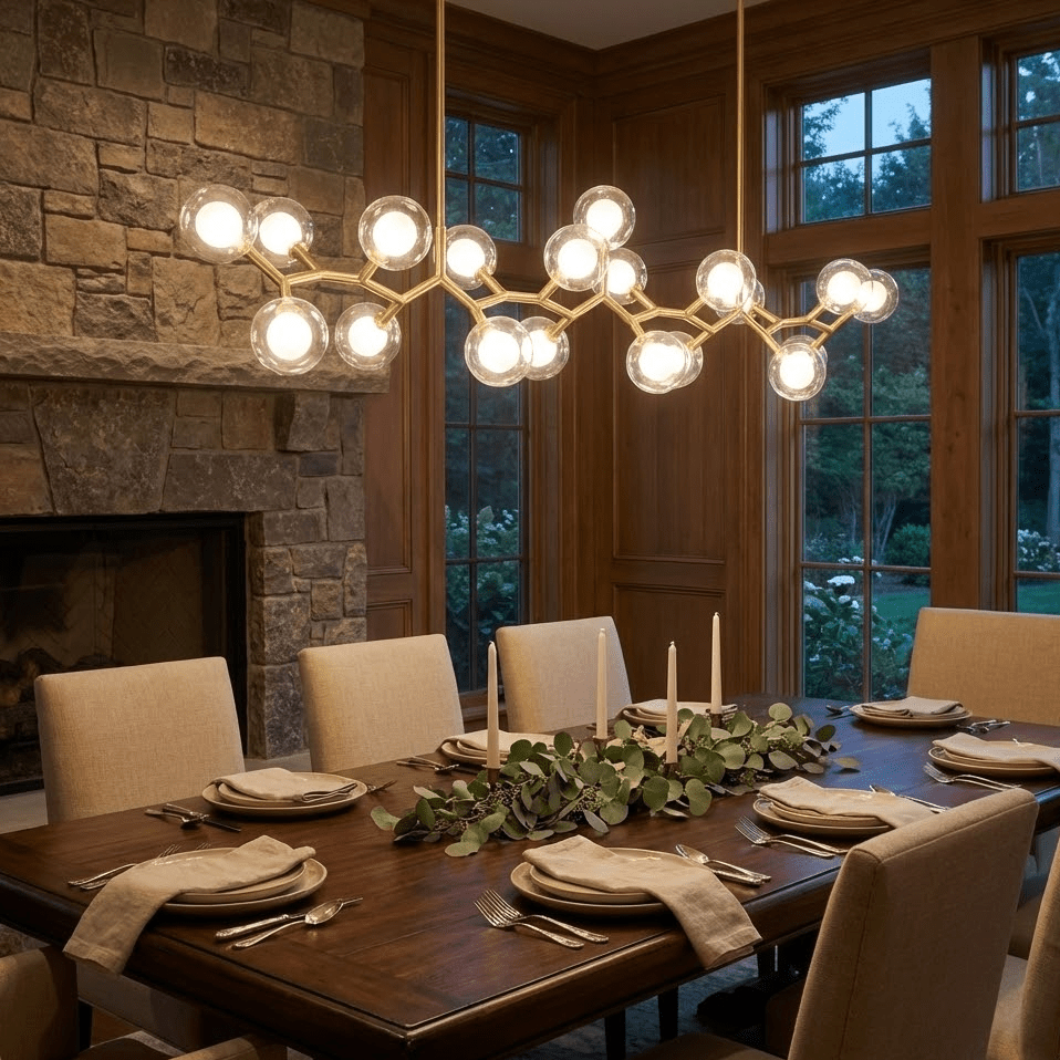 Molecular Glass Balls Chandelier - Modern Design, Adjustable Height