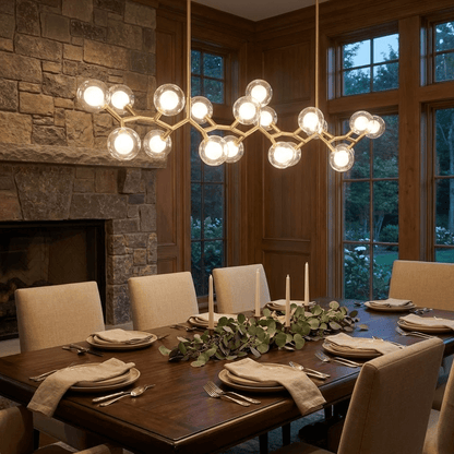 Molecular Glass Balls Chandelier - Modern Design, Adjustable Height