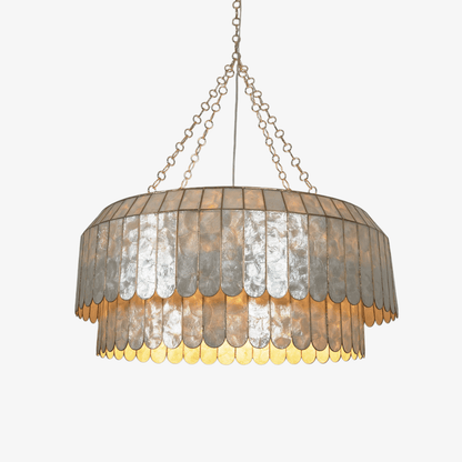 Capiz Aurelia Chandelier - Elegant Design with Adjustable Height & Sof