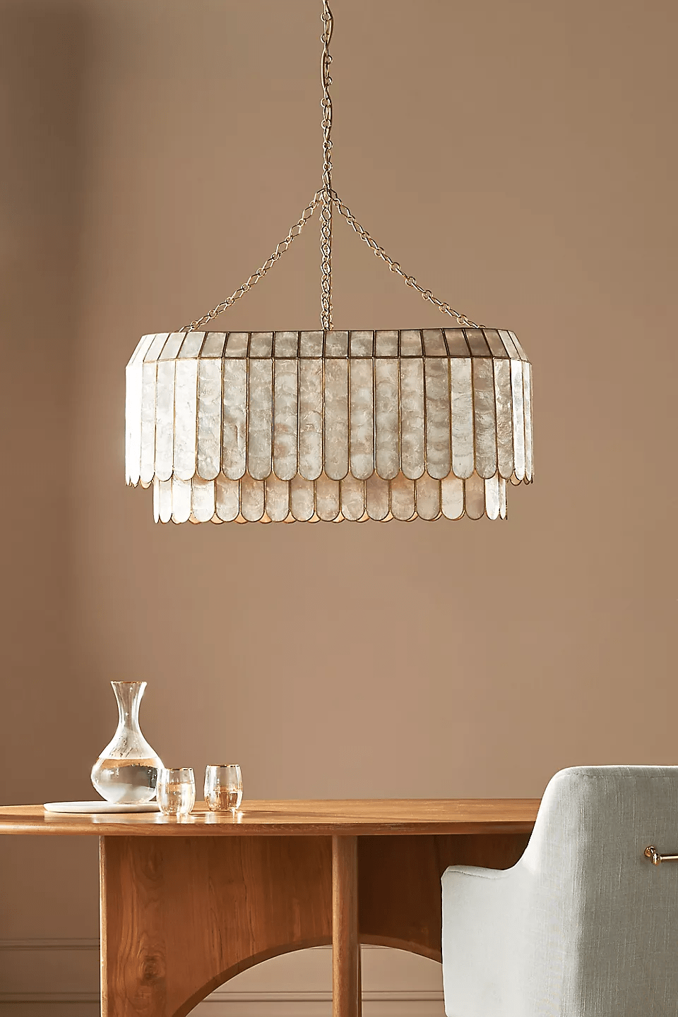 Capiz Aurelia Chandelier - Elegant Design with Adjustable Height & Sof