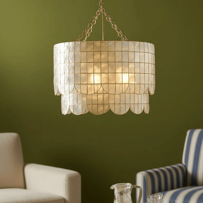 Capiz Wavecrest Chandelier - Elegant Design with Ambient Lighting