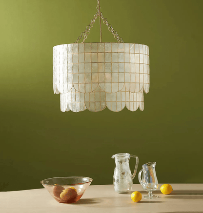 Capiz Wavecrest Chandelier - Elegant Design with Ambient Lighting